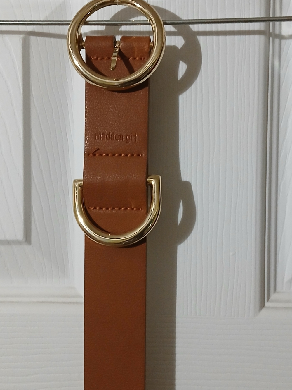 Madden Girl Brown Leather Belt with Gold Rings - Picture 8 of 9